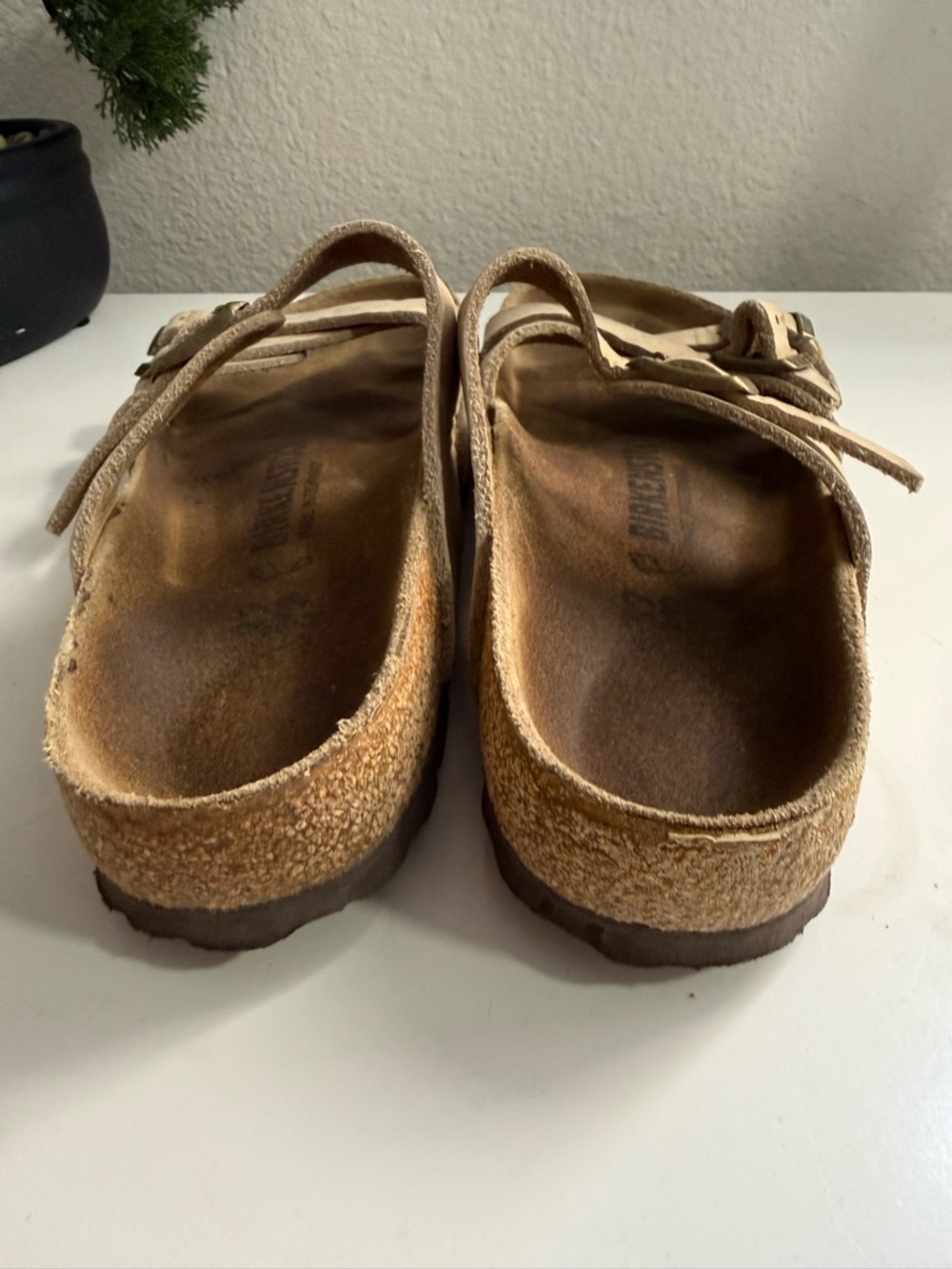 Birkenstock Women size 6 Tan Triple-Strap Suede Sandals - Picture 5 of 6